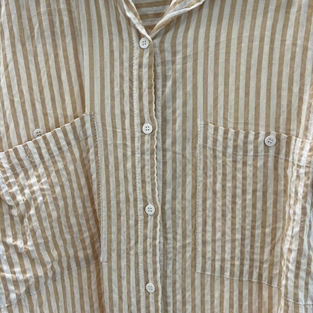 Max Studio Striped Oversized Button Up - image 4